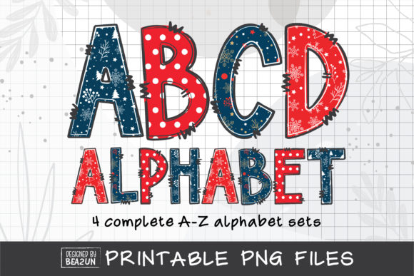 Blue Red Christmas Alphabet: Festive Illustrations