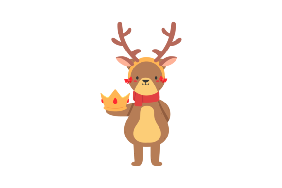 Christmas Deer Cartoon Children Svg: Fresh Illustrations
