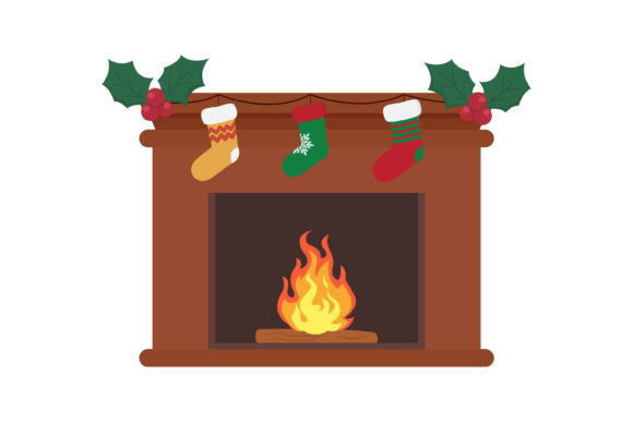 Christmas Fireplace Vector-4: Cozy Illustrations