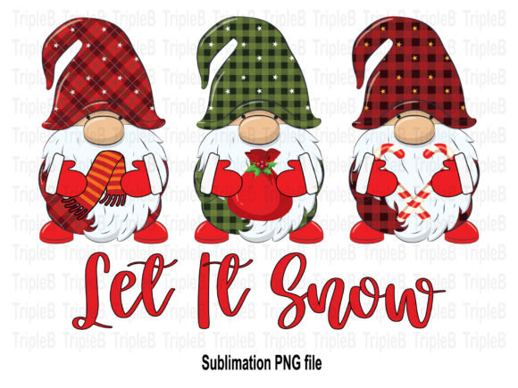 Christmas Gnomes Let It Snow Sublimation: Festive Illustrations