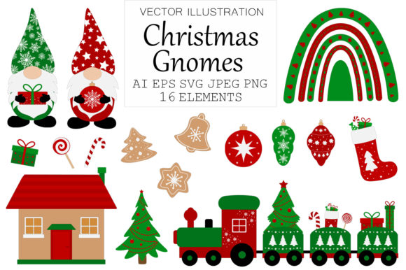 Christmas Gnomes SVG: Rainbow Illustrations for Festive Design