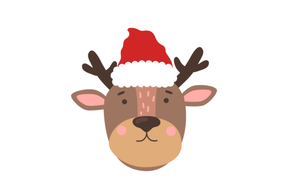 Christmas Hat and Animal Head Deer: Festive Illustrations