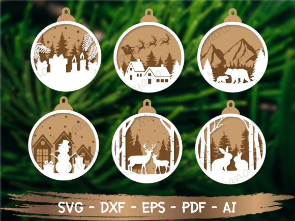 Christmas Ornament File Bundle: Festive Illustrations