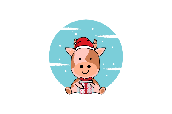 Cow in Christmas Hat: Festive Illustrations for Sellers