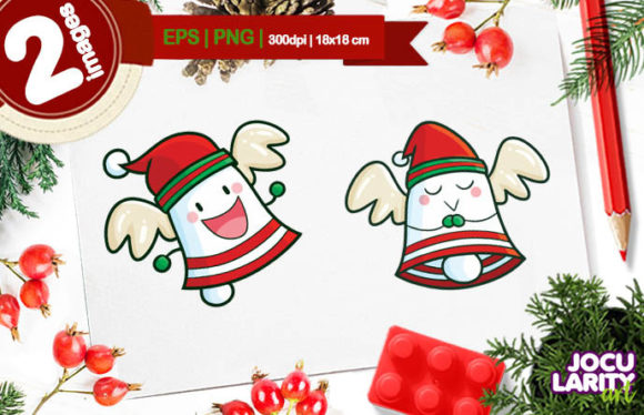 Cute Christmas Bell Illustrations for Festive Branding