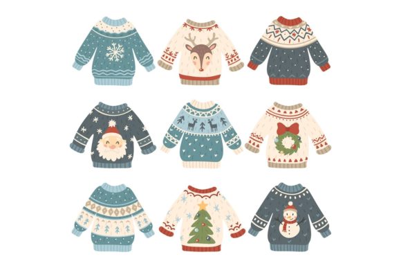 Cute Christmas Sweaters: Festive Illustrations for Sellers