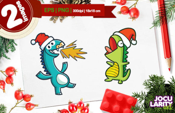 Funny Christmas Dragon Cartoon Vector: Holiday Illustrations
