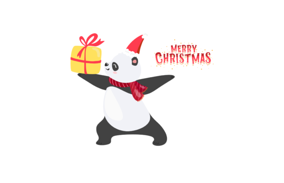 Happy Panda Christmas Illustrations for Crafts