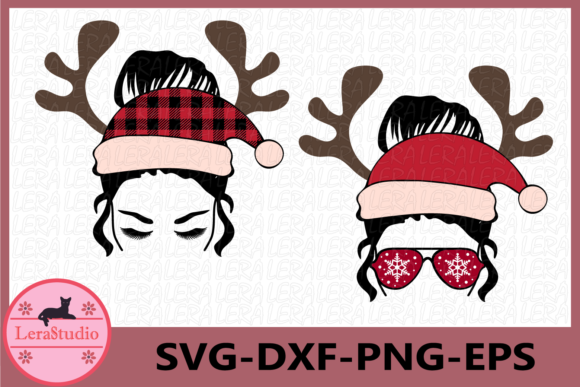 Messy Bun Deer Illustrations for Christmas Design