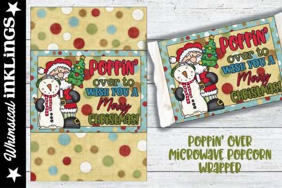Poppin over Christmas Popcorn Wrapper Illustrations