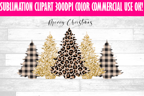 Review: Christmas Trees Cheetah Glitter Clipart for Embroidery