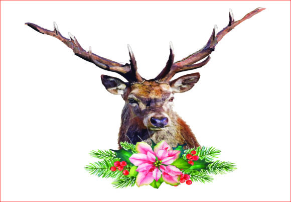 Watercolor Christmas Reindeer PNG: Festive Illustrations