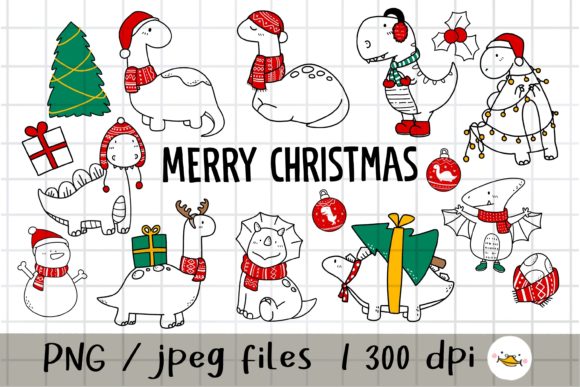 Winter Dino Clipart: Festive Illustrations for Crafts