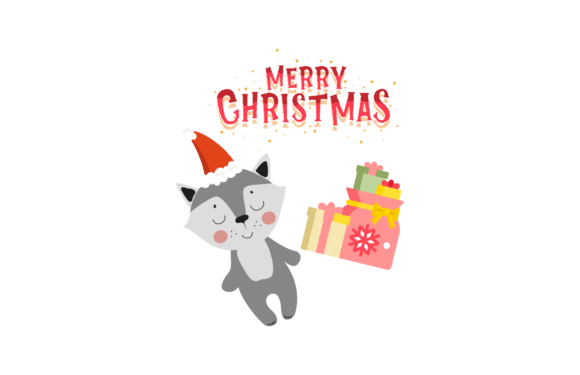 Wolf Present Illustrations for Festive Branding